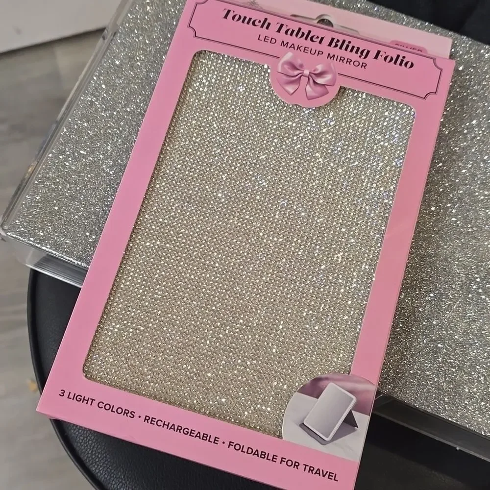 Impressions Touch Tablet Bling Folio LED Makeup Mirror- Silver